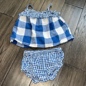 Old navy, spaghetti strap checkered Flowey ruffle top with matching bloomer